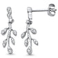 .28ct 14k White Gold Olive Branch Diamond Dangle Stud Earrings