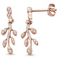 .28ct 14k Rose Gold Olive Branch Diamond Dangle Stud Earrings