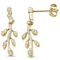 .28ct 14k Yellow Gold Olive Branch Diamond Dangle Stud Earrings