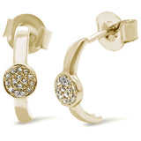 <span>DIAMOND CLOSEOUT! </span>.05ct 14k Yellow Gold J Hoop Pave Diamond Earrings