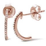 .09ct 14k Rose Gold J Hoop Cute Diamond Earrings