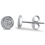<span>¡LIQUIDACIÓN DE DIAMANTES! </span>Pendientes de diamante en forma de luna creciente celestial de oro blanco de 14k y 0,05 ct