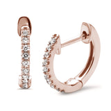 <span>DIAMOND CLOSEOUT! </span>.12ct 14k Rose Gold Diamond Hoop Huggie Earrings
