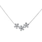 <span style="color:purple">SPECIAL!</span> .23ct 14k White Gold Diamond Three Flower Pendant Necklace 16" + 2" Ext