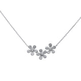<span>DIAMOND CLOSEOUT! </span> .23ct 14k White Gold Diamond Three Flower Pendant Necklace 16" + 2" Ext