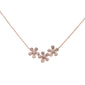 <span style="color:purple">SPECIAL!</span> .23ct 14k Rose Gold Diamond Three Flower Pendant Necklace 16" + 2" Ext