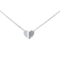 .05ct 14k White Gold Diamond Pave Heart Pendant Necklace 16" + 2" Ext