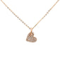 .08ct 14k Rose Gold Diamond Dangling Heart Pendant Necklace 16" + 2" Ext