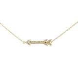 .07ct 14k Yellow Gold Diamond Arrow Pendant Necklace 16" + 2" Ext