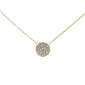 .11ct 14k Yellow Gold Diamond Pave Circle Pendant Necklace 16" + 2" Ext