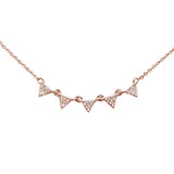 <span>DIAMOND CLOSEOUT! </span>.11ct 14k Rose Gold Modern Triangle Diamond Pendant Necklace 16" + 2" Ext