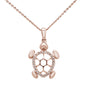 <span style="color:purple">SPECIAL!</span>.18ct 14k Rose Gold Diamond Turtle Sea Life Pendant Necklace 16" + 2" Ext