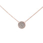 .13ct 14k Rose Gold Diamond Pave Circle Pendant Necklace 16" + 2" Ext
