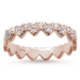 <span>DIAMOND CLOSEOUT! </span>.10ct 14k Rose Gold Eternity Hearts Diamond Band Ring Size 6.5