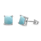 Square Larimar Casting Stud .925 Sterling Silver Earrings 3MM-10MM Available