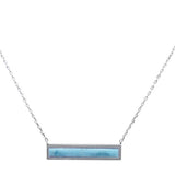 Bar Natural Larimar .925 Sterling Silver Necklace 17-19" Ext