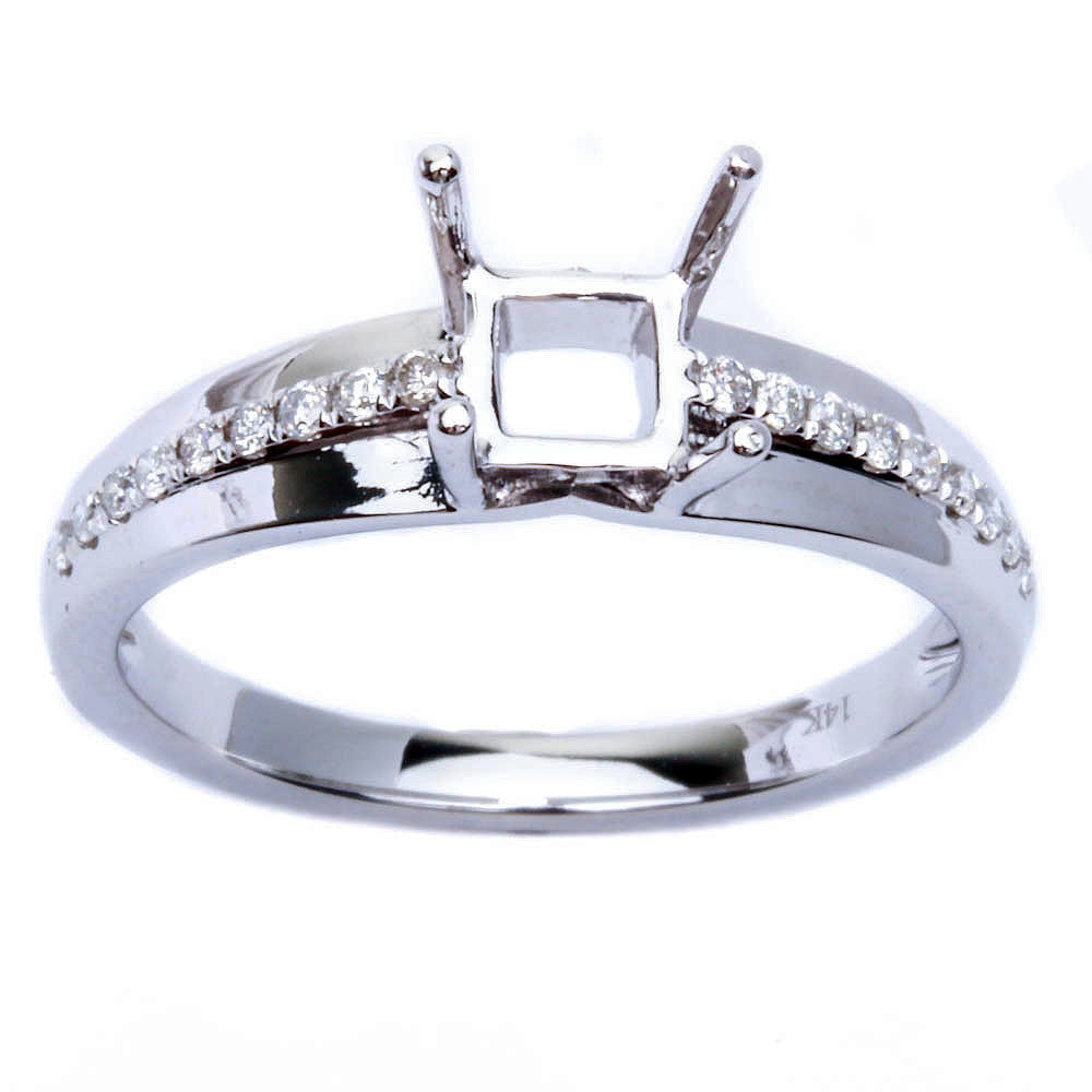 <span>DIAMOND CLOSEOUT! </span>.13CT Pave Set Round Diamond Semi Mount Solitaire Engagement Wedding Ring