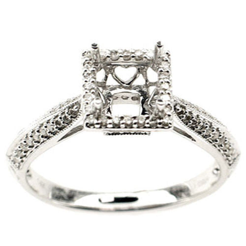 <span>DIAMOND CLOSEOUT! </span>.24ct Princess Diamond Semi Mount Engagement Ring