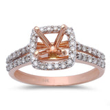 .36ct Round Halo Semi Mount Engagement Ring 14kt Rose Gold Size 6.5