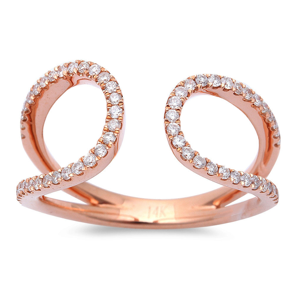 <span>DIAMOND CLOSEOUT!</span>.33ct Diamond Designer Wrap Around Pave Set Modern 14kt Rose Gold Ring Size 6.5