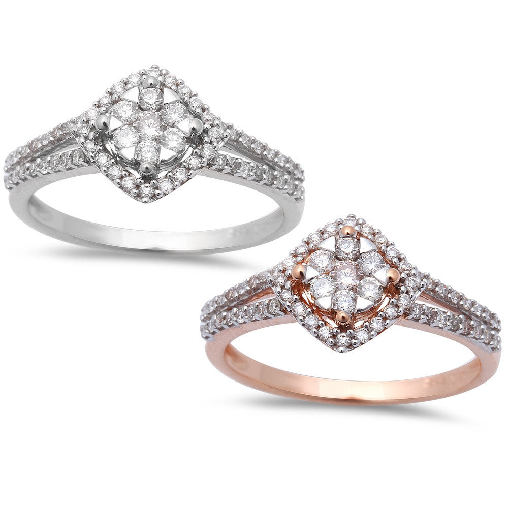 <span>DIAMOND  CLOSEOUT! </span> .37ct Halo Round Diamond Solitaire Engagement Wedding Ring 14kt White Rose Gold