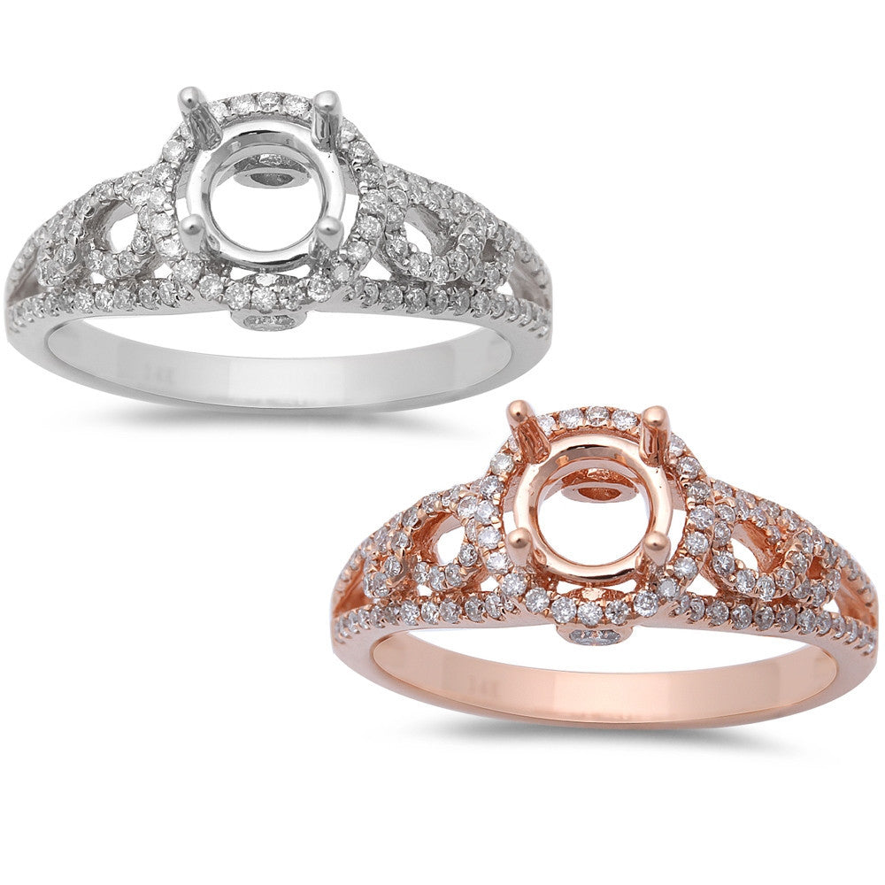 <span>DIAMOND CLOSEOUT! </span>.37ct Round Halo Style 14kt Rose & White Gold Diamond Semi Mount Engagement Ring