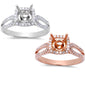 <span>DIAMOND CLOSEOUT! </span>.43ct Halo Style 14kt Rose & White Gold Diamond Semi Mount Engagement Ring