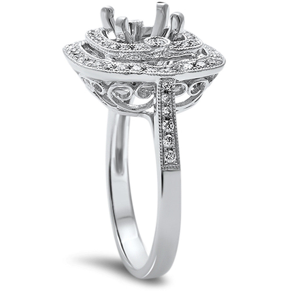 DIAMOND CLOSEOUT! E VS .47ct Halo Princess Modern Diamond Solitaire Engagement Ring 14kt Gold