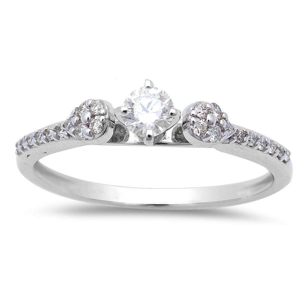 14kt White Gold .27ct Round Diamond Three stone Solitaire Engagement Promise ring size 6.5