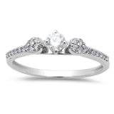 14kt White Gold .27ct Round Diamond Three stone Solitaire Engagement Promise ring size 6.5