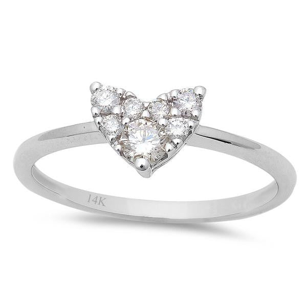 14kt White Gold .29CT Heart Shaped Solitaire Engagement Promise Ring Size 6.5