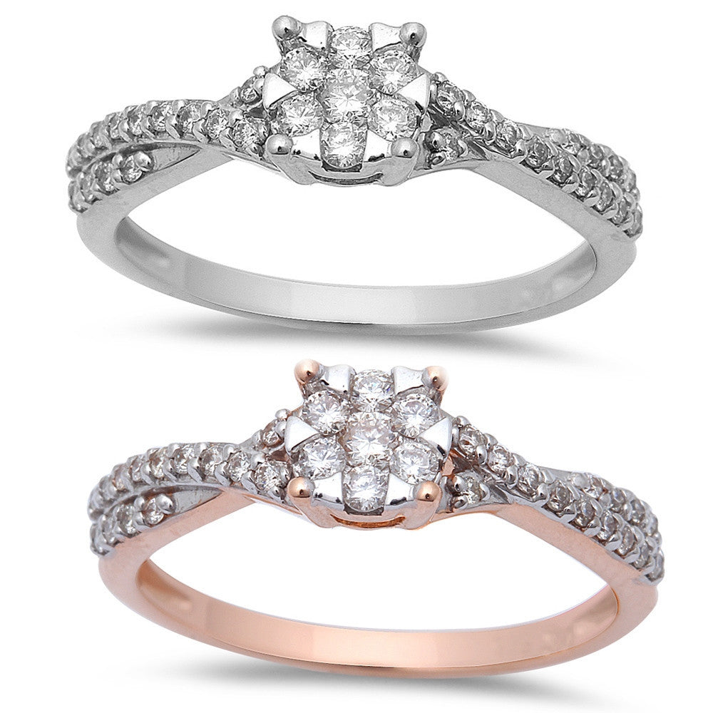 <span style="color:purple">SPECIAL!</span> .30ct Halo Twisted Prong Diamond Engagement Wedding Ring 14kt White or Rose Gold