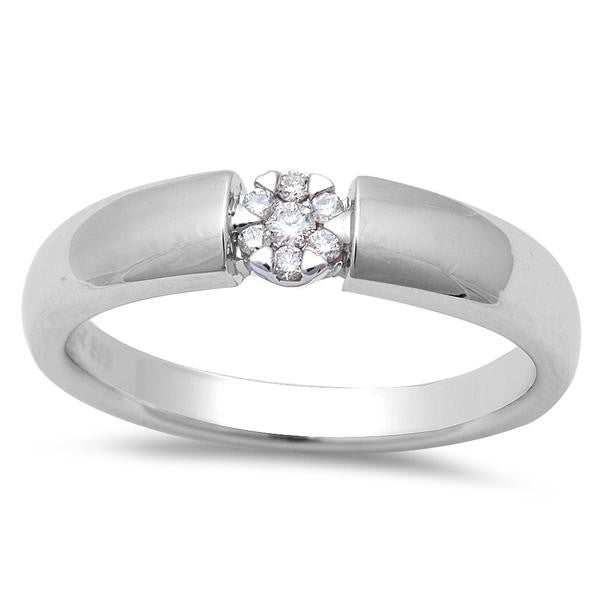 .07ct Modern Round Diamond Wedding Band 14kt White gold
