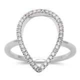.22ct Diamond Designer Pear Shaped Pave Set Modern 14kt White Gold Ring Size 6.5