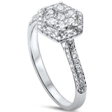 <span>DIAMOND CLOSEOUT! </span>.43ct F SI 14kt White Gold Octagon Shape Round Diamond Engagement Promise Ring