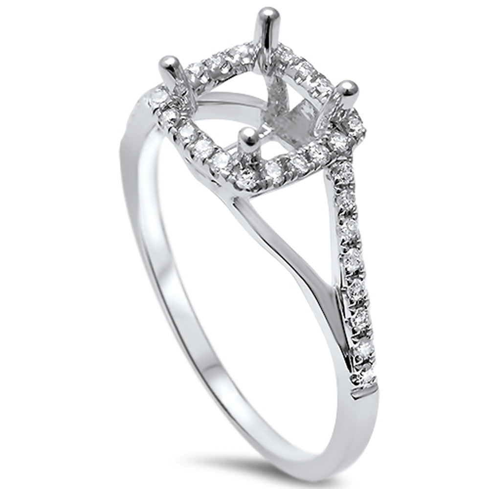 <span>DIAMOND  CLOSEOUT! </span>.18ct F SI 14kt White Gold Princess Cut Halo Semi mount Engagement Ring