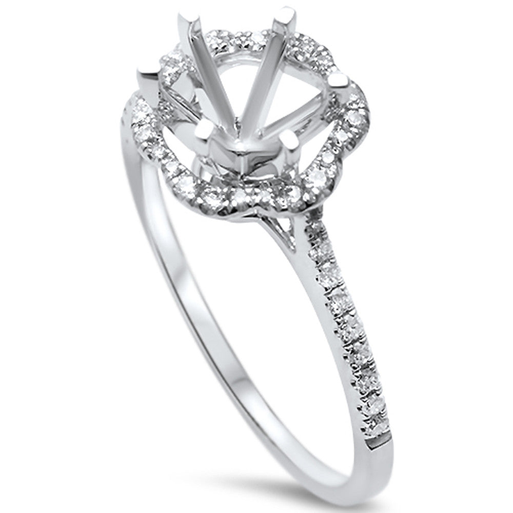 <span>DIAMOND CLOSEOUT! </span>.18ct F SI 14kt White Gold Flower Round Diamond Semi Mount Solitaire Ring