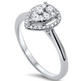 <span>DIAMOND  CLOSEOUT! </span> .33ct F SI 14kt White Gold Pear Shape Halo Diamond Engagement Promise Ring