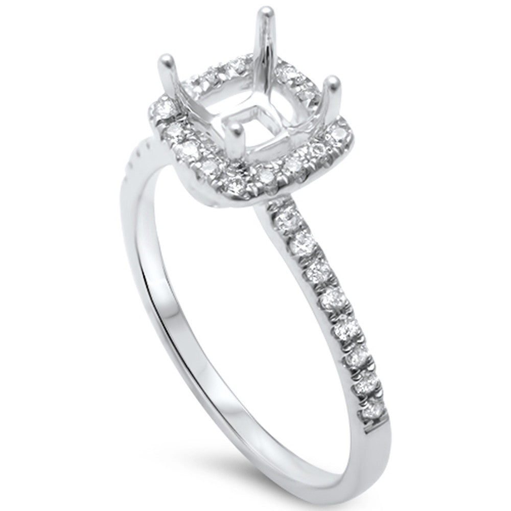 <span>DIAMOND CLOSEOUT! </span>.24ct F SI 14kt White Gold Princess Diamond Halo Semi Mount Ring Size 6.5