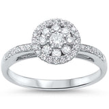 .35ct F SI 14kt White Gold Round Diamond Art Deco Designer Engagement Ring