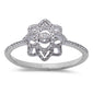 <span>DIAMOND CLOSEOUT! </span>.11ct 14kt White Gold Modern Flower Diamond Ring Size 6.5