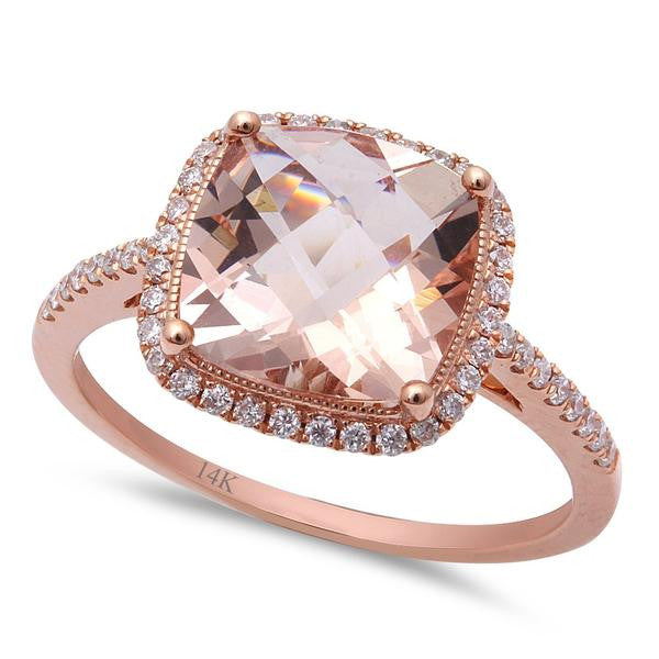 <span>GEMSTONE CLOSEOUT! </span> 2.73ct 14kt Rose Gold Morganite & Round Diamond Engagement Ring Size 6.5