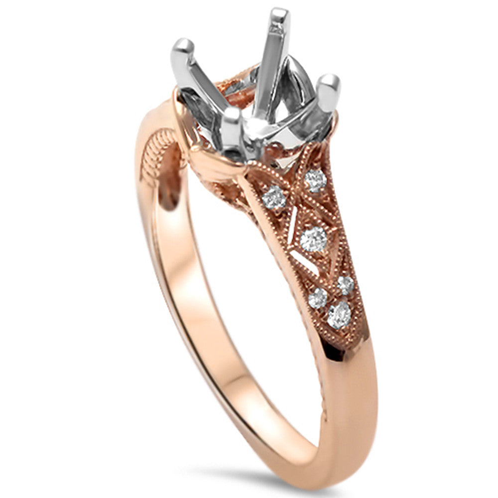 <span>DIAMOND CLOSEOUT! </span>.10ct F SI 14kt Rose Gold Diamond Semi Mount Ring Size 6.5