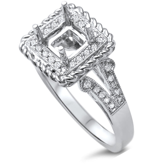 .19ct F SI 14kt White Gold Diamond Semi Mount Ring Size 6.5