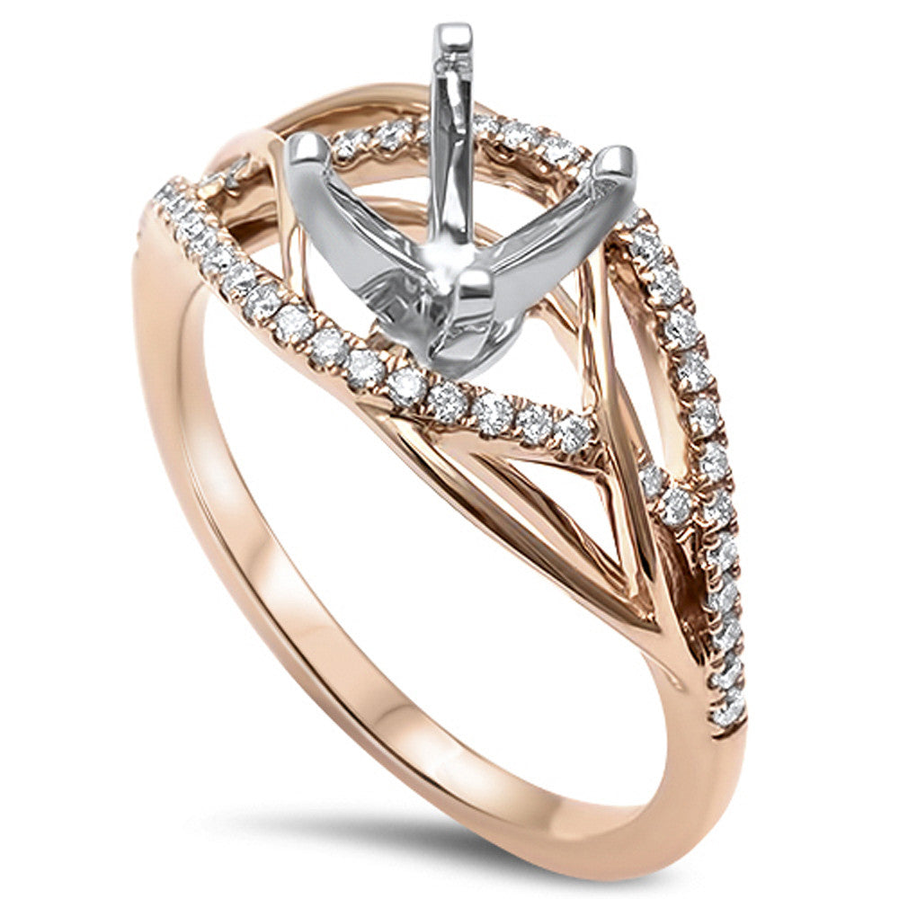 <span>DIAMOND CLOSEOUT! </span>.21ct F SI 14kt Rose Gold Diamond Semi Mount Ring Size 6.5