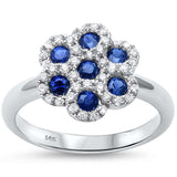 .81ct F SI1 14k White Gold Blue Sapphire & Diamond Ring Size 6.5