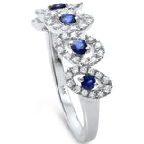 0.58ct F SI1 14k White Gold Diamond & Blue Sapphire Band Size 6.5