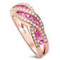 <span>GEMSTONE CLOSEOUT </span>! 0.80ct F SI1 14k Rose Gold Pink Sapphire & Diamond Band Size 6.5