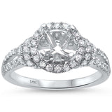 .63ct F SI1 14k White Gold Round Diamond Halo Semi Mount Ring Size 6.5