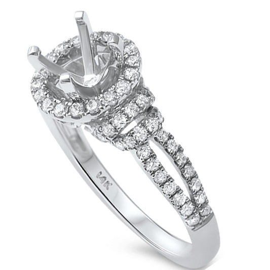 .63ct F SI1 14k White Gold Round Diamond Halo Semi Mount Ring Size 6.5